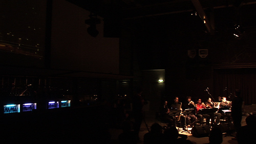 Levenmuster Collective playing music triggered by traffic during the Sensing City performance at Club 11 in Amsterdam