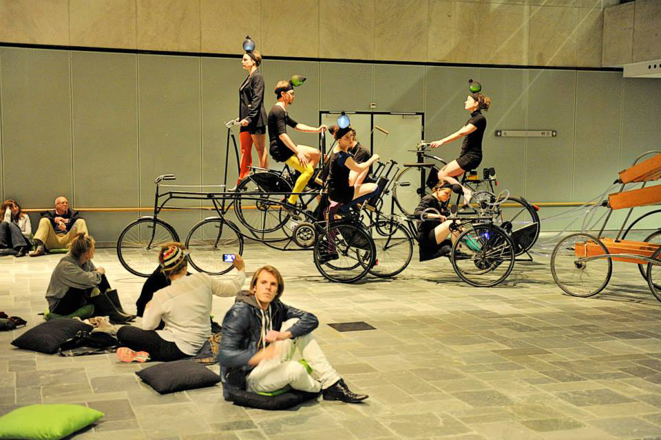 Cyclophonia a Music Theater performance and bike installation with organ pipes at De Doelen Rotterdam